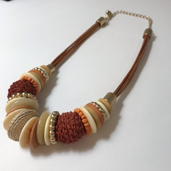 Chico’s Bronze Leather Necklace w/Accent Detailing - Picture 6 of 10
